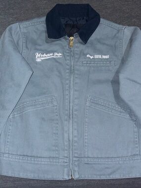 Zara Kids' Light Blue Jacket with Contrast Collar - Size 7-8 128 Cm